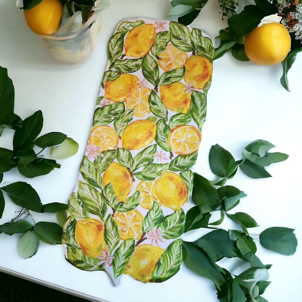 Lemons Print Rectangular Melamine Serving Tray Pl… - image 1